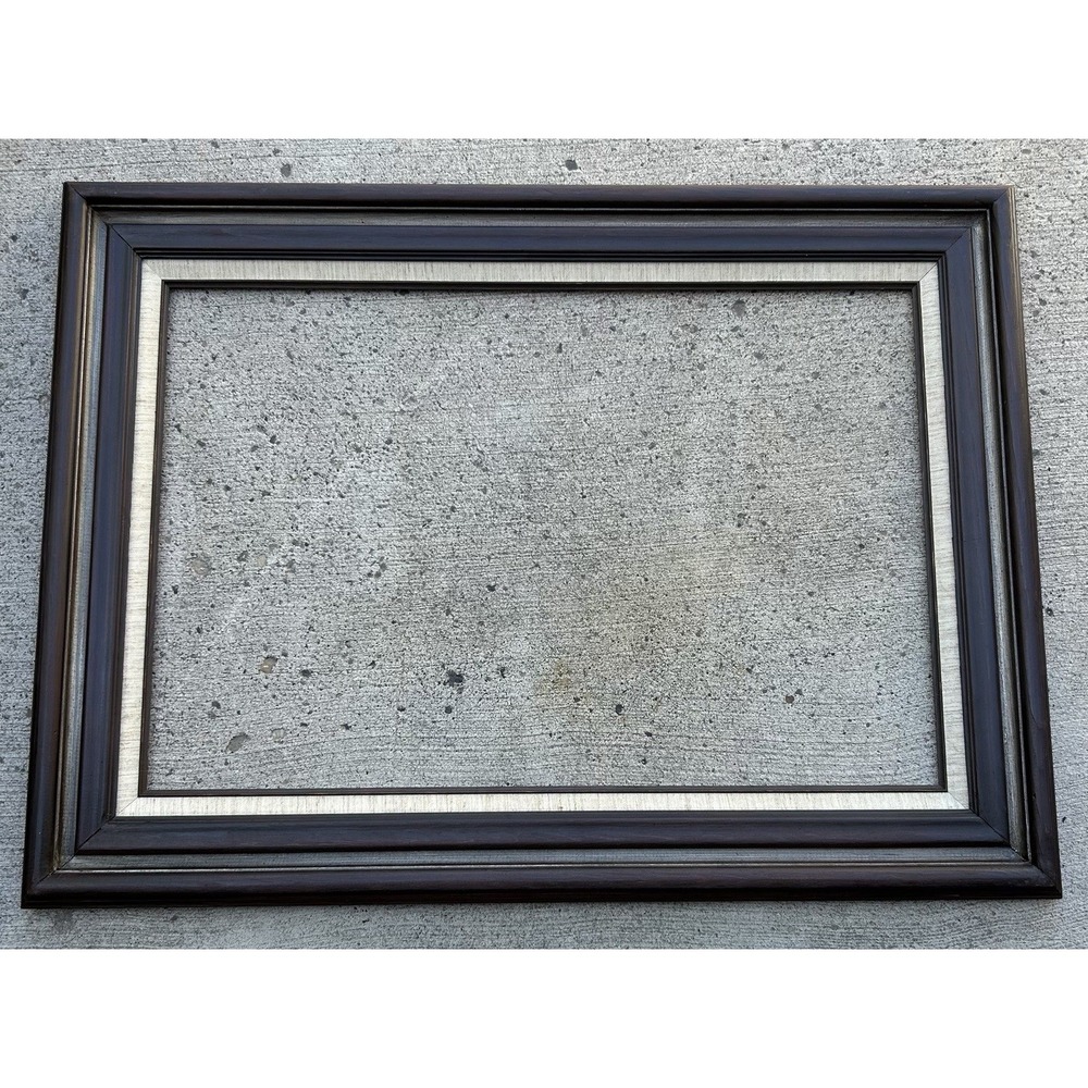 Vintage Dark Wood Linen Inlay Picture Frame 20x30 Opening Mexico